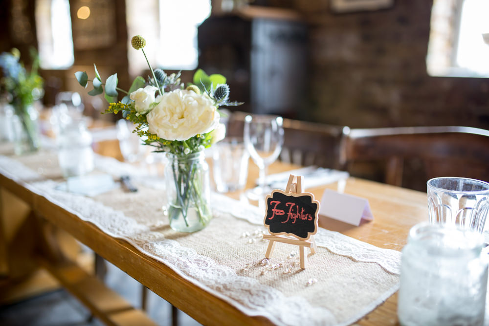 Table Name Bands Foo Fighters Rustic Hessian Lace East Quay Wedding Florence Berry Photography
