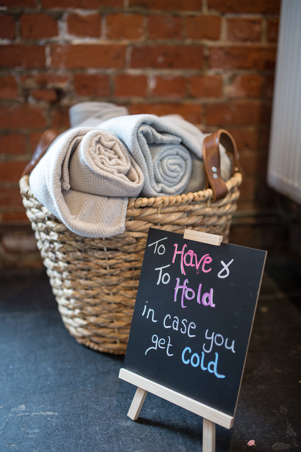 Blanket Basket Chalk Board East Quay Wedding Florence Berry Photography