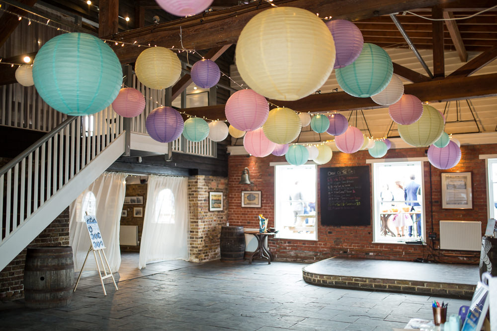 Pastel Hanging Lanterns East Quay Wedding Florence Berry Photography