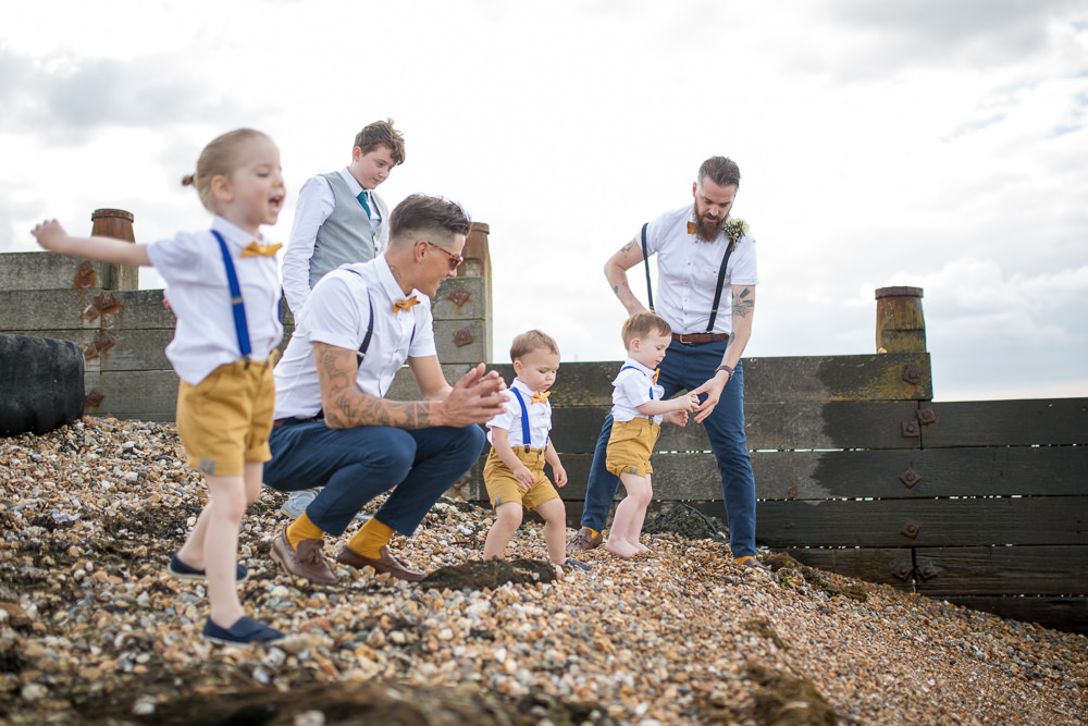 Bow Tie Braces Groom Page Boys Shorts Blue Yellow East Quay Wedding Florence Berry Photography