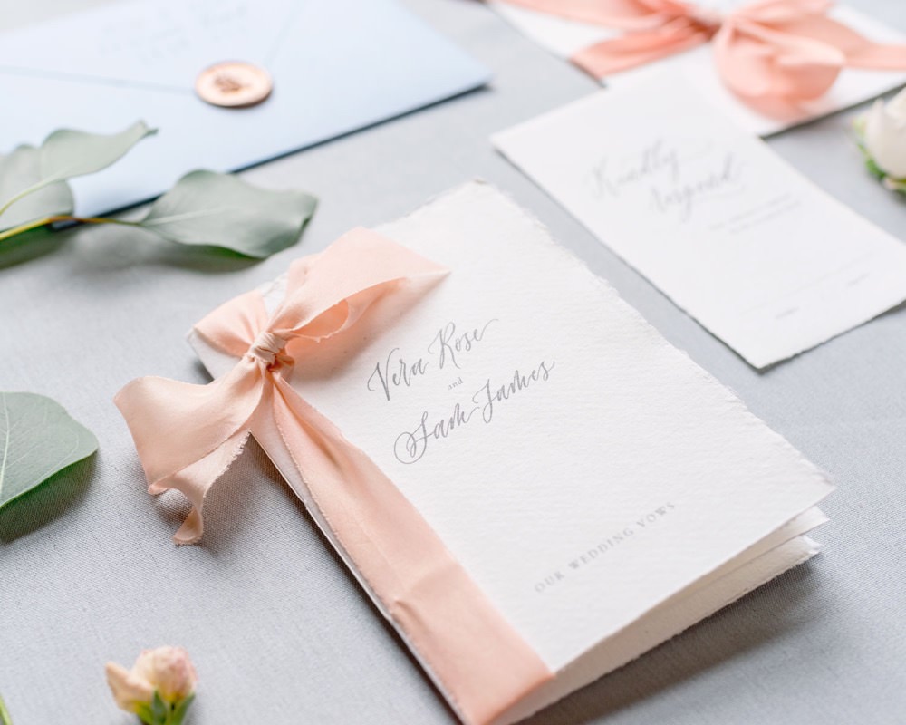 Pastel Pink Blue Stationery Invite Invitations Coral Peach Wax Seal Calligraphy Flat Lay Elegant Wedding Ideas Yll Weddings