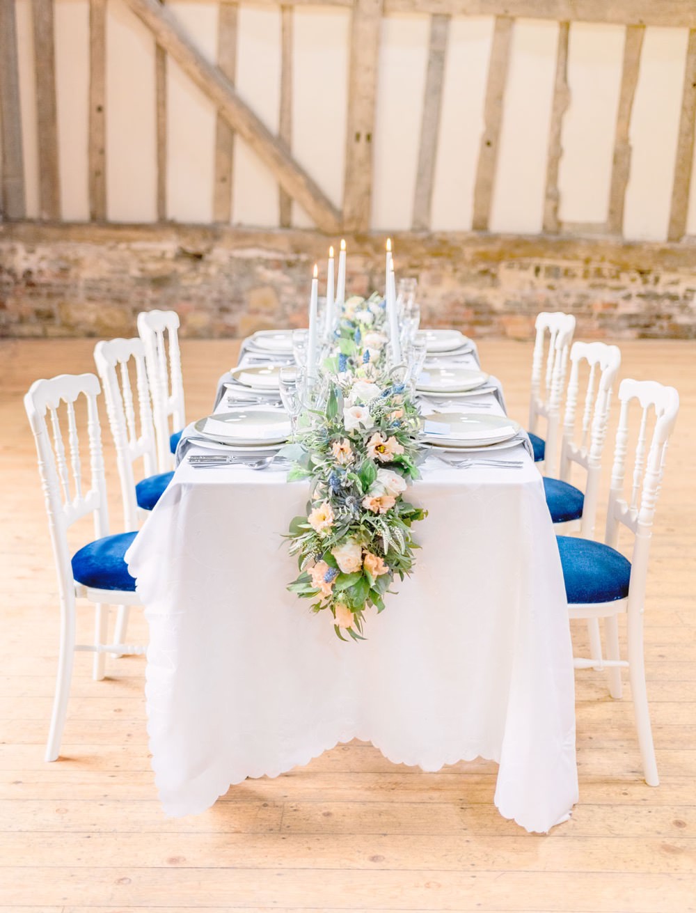 Tablescape Table Decor Decoration Peach Flowers Greenery Foliage Candles Runner Swag Elegant Wedding Ideas Yll Weddings