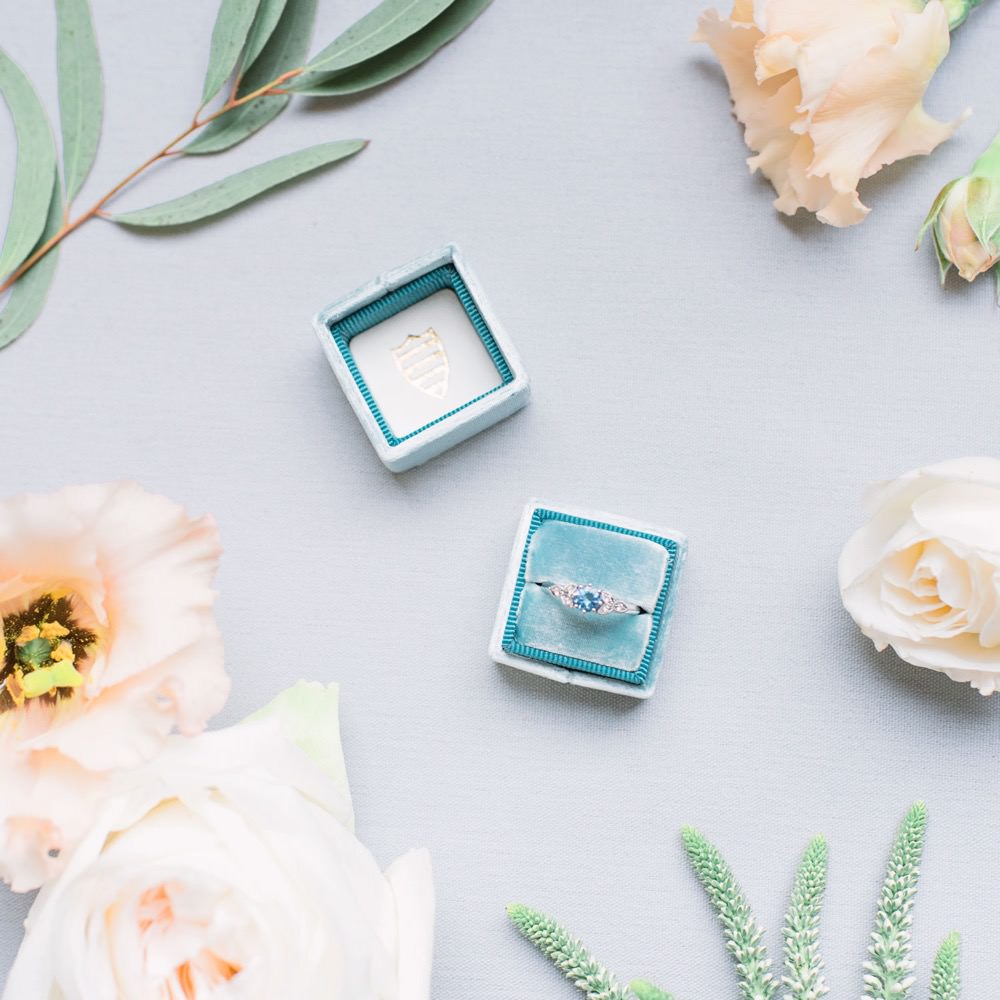 Engagement Ring Band Blue Stone Velvet Box Elegant Wedding Ideas Yll Weddings