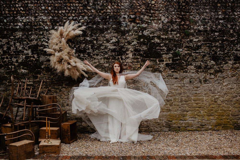 Dress Gown Bride Bridal Organza Ballet Cape Veil Hood Elopement Wedding Ideas Oilvejoy Photography