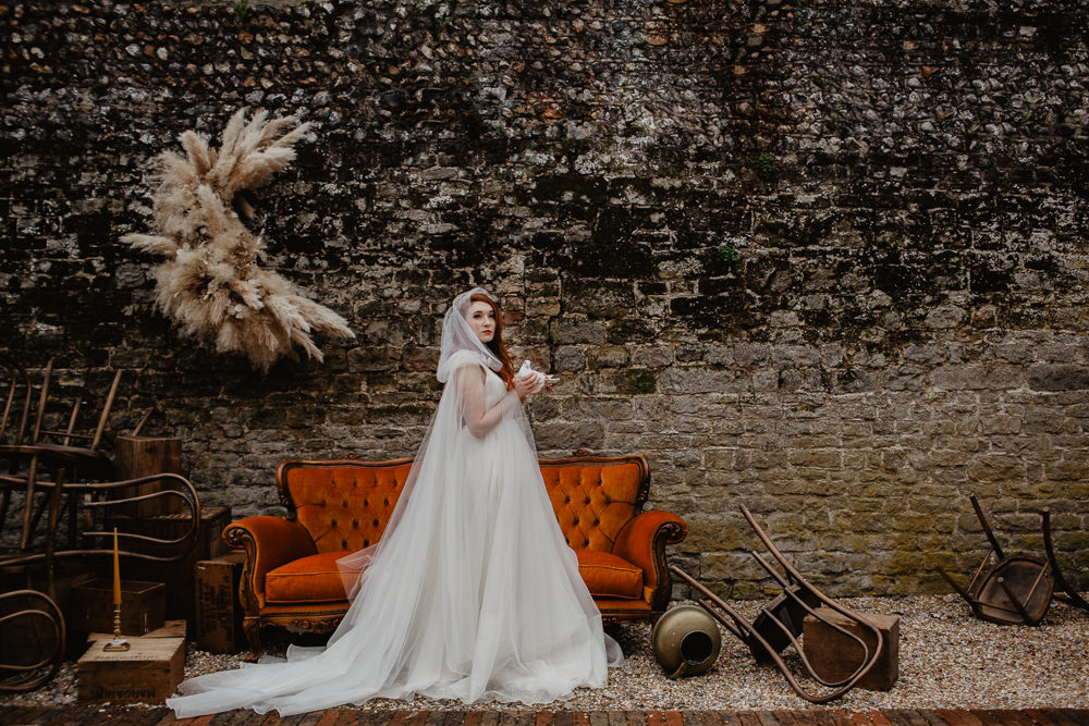 Dress Gown Bride Bridal Organza Ballet Cape Veil Hood Elopement Wedding Ideas Oilvejoy Photography