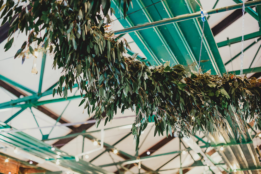 Hanging Hoop Decor Foliage Greenery Elsecar Heritage Centre Wedding Ayesha Photography