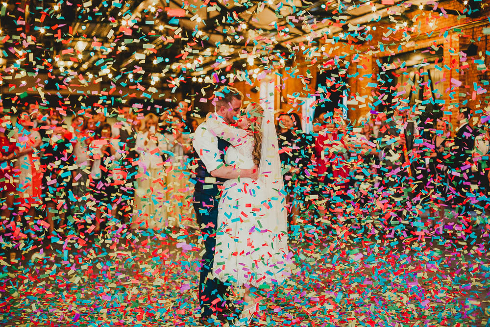 Confetti Cannon Dancefloor First Dance Elsecar Heritage Centre Wedding Ayesha Photography