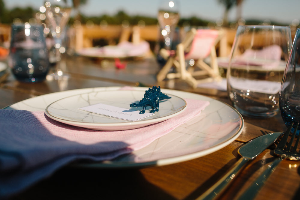 Place Setting Dinosaur Card Name Forest Spain Destination Wedding Dan Hough Photography