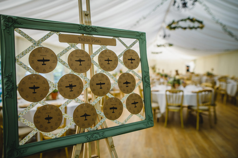 Table Plan Seating Chart Easel Aeroplane Ribbon Hargate Hall Wedding Pixies in the Cellar