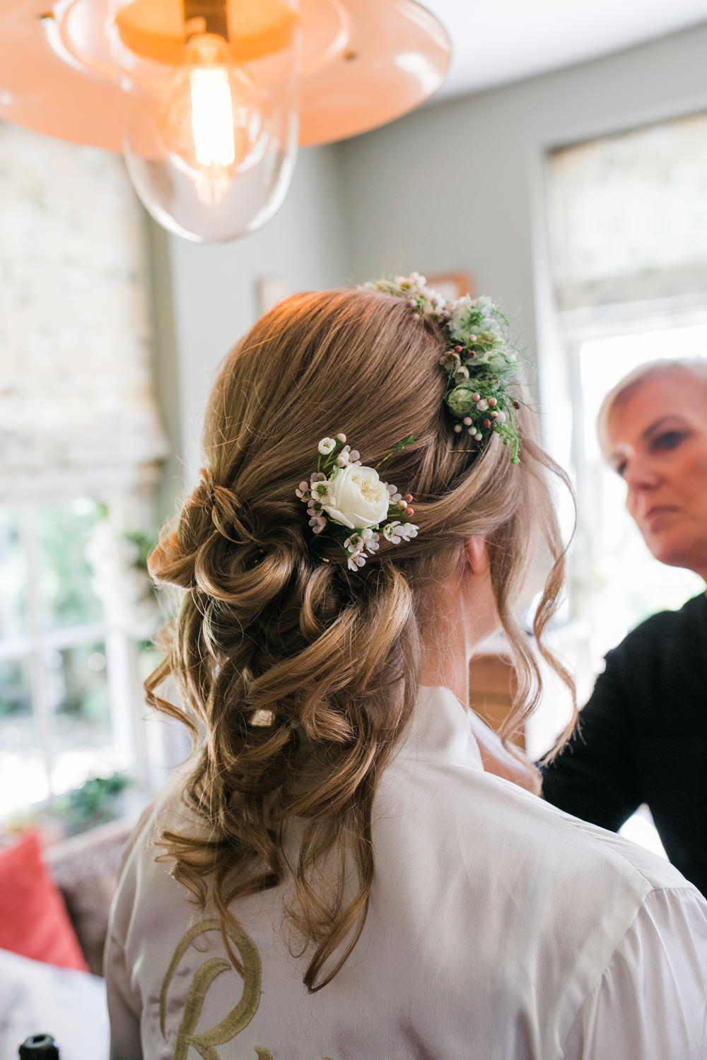 Bride Bridal Hair Up Do Flowers Half Hair Crown Lincolnshire Tipi Wedding Jessy Jones Photography