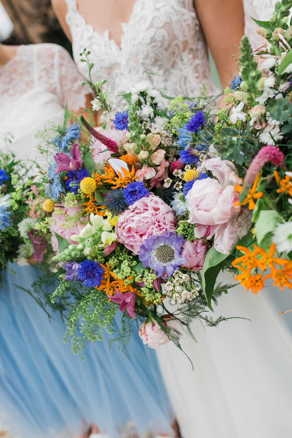 Bride Bridal Bridesmaids Multicoloured Wildflower Bouquets Lincolnshire Tipi Wedding Jessy Jones Photography