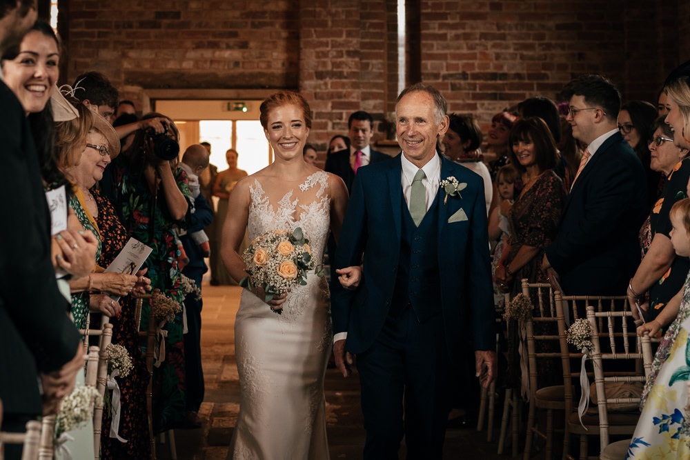 Illusion Lace Bride Bridal Dress Gown Peach Rose Gypsophila Bouquet Mickleton Hills Farm Wedding Jules Barron Photography