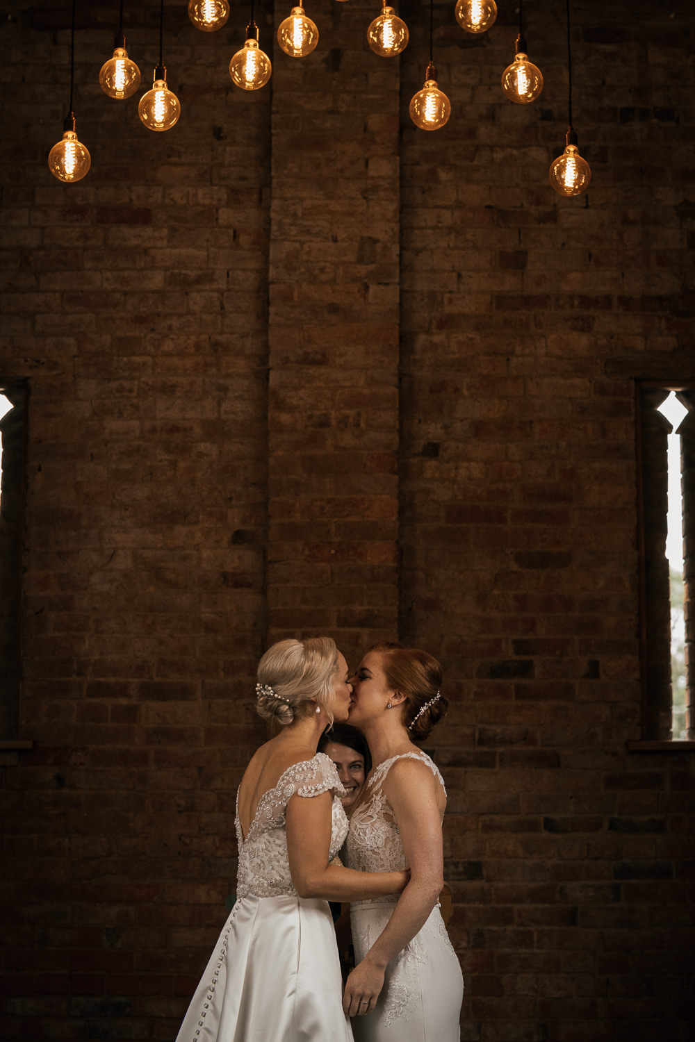 Bride Bridal Lace Embellished Dress Gown Cap Sleeve Halter Neck Mickleton Hills Farm Wedding Jules Barron Photography