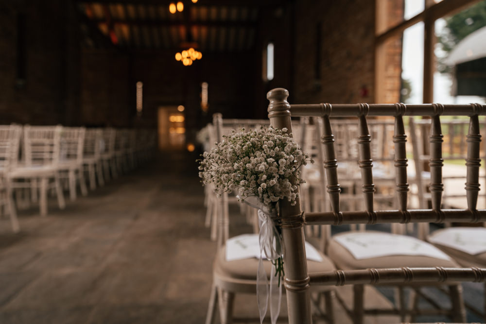 Gypsophila Aisle Pew End Mickleton Hills Farm Wedding Jules Barron Photography