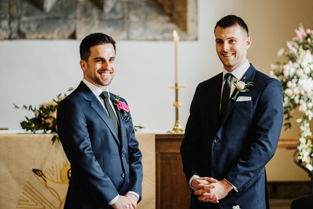 Navy Suit Groom Middlethorpe Hall Wedding Andy Withey Photography