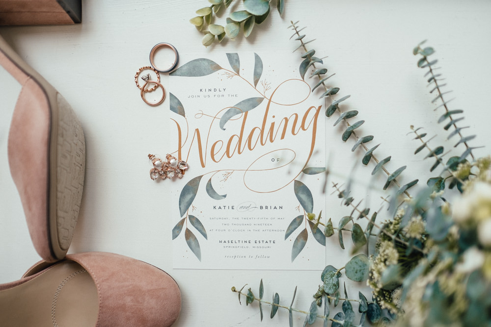 Invite Invitation Stationery Floral Greenery Eucalyptus Missouri Wedding Nick Mehn Photography