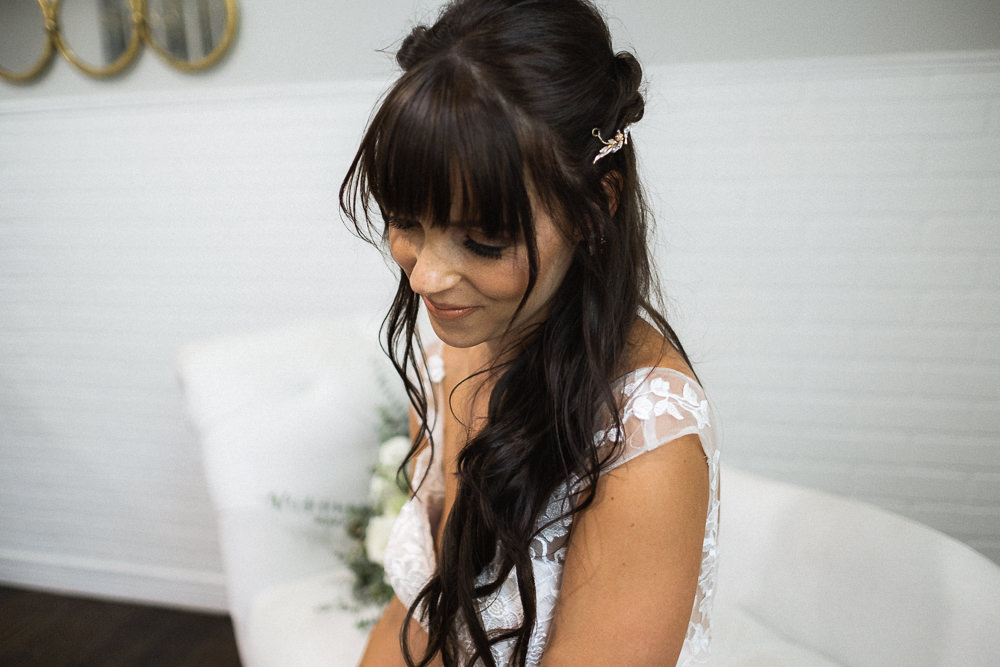 Bride Bridal Hair Long Waves Fringe Bands Boho Vine Missouri Wedding Nick Mehn Photography