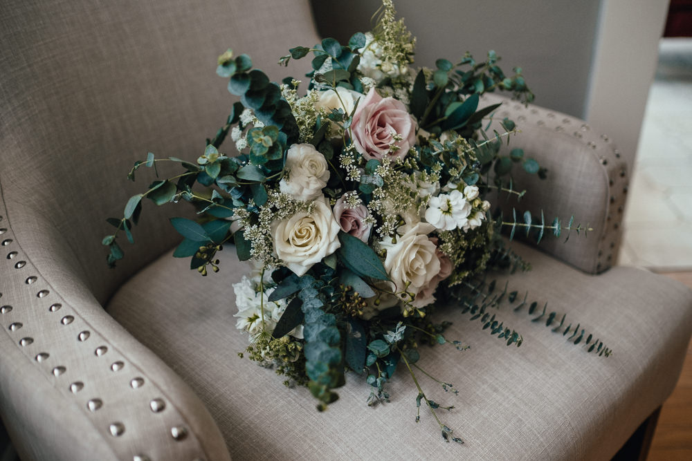 Bouquet Flowers Bride Bridal Rose Eucalyptus Greenery Foliage Dusky Pink Missouri Wedding Nick Mehn Photography