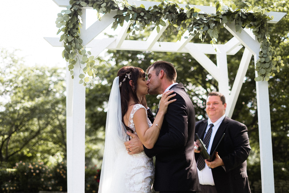 Wooden Arch Ceremony Aisle Frame Greenery Foliage Missouri Wedding Nick Mehn Photography