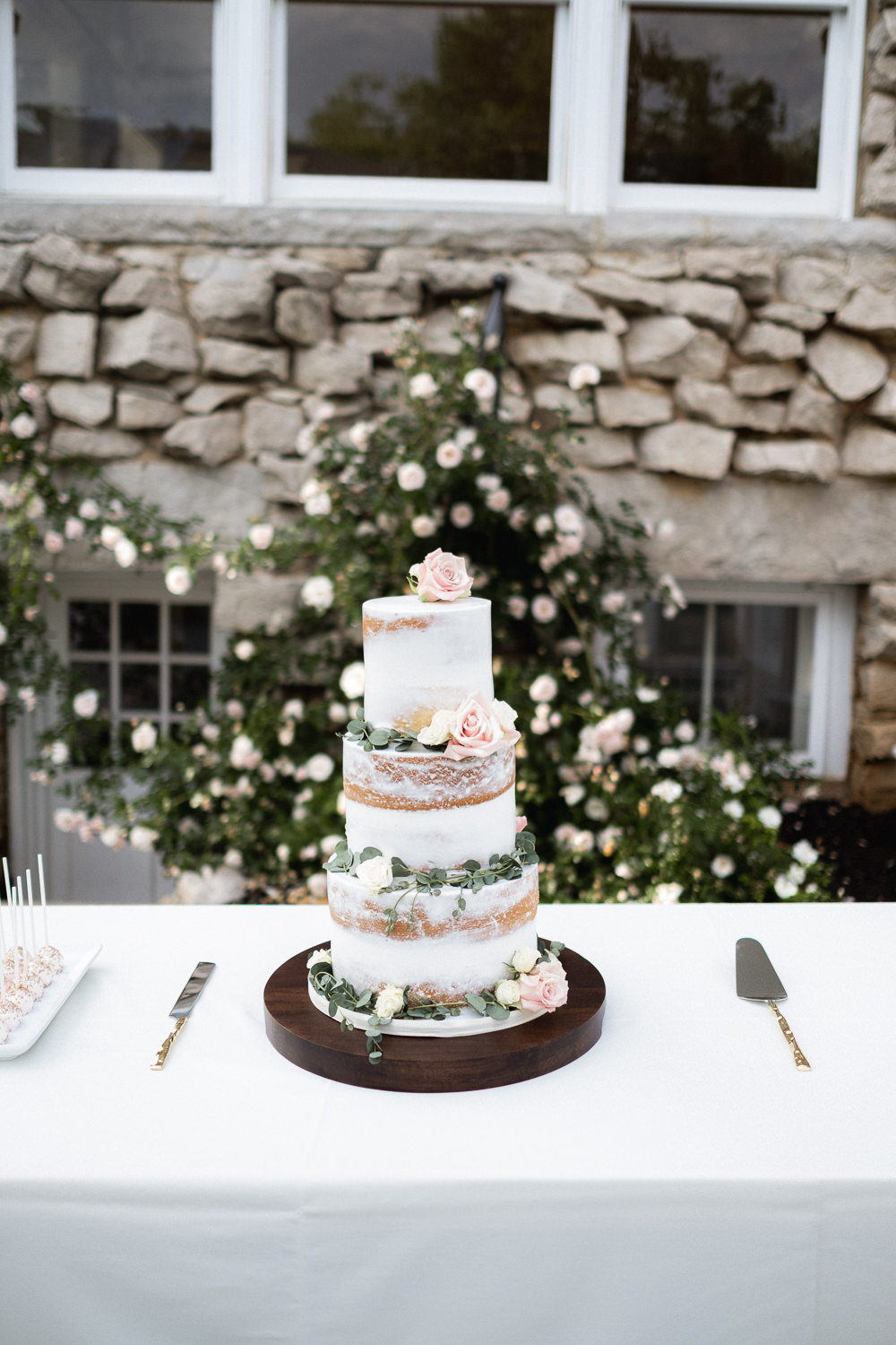 Semi Naked Cake Flowers Greenery Foliage Missouri Wedding Nick Mehn Photography