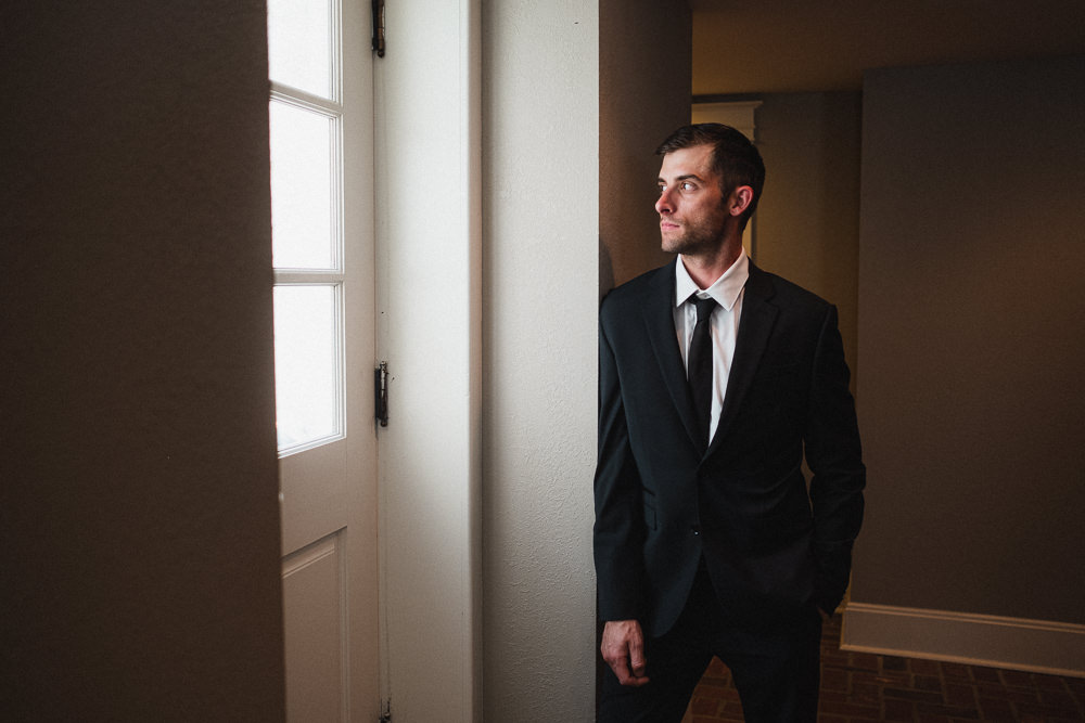 Groom Black Suit Tie Missouri Wedding Nick Mehn Photography