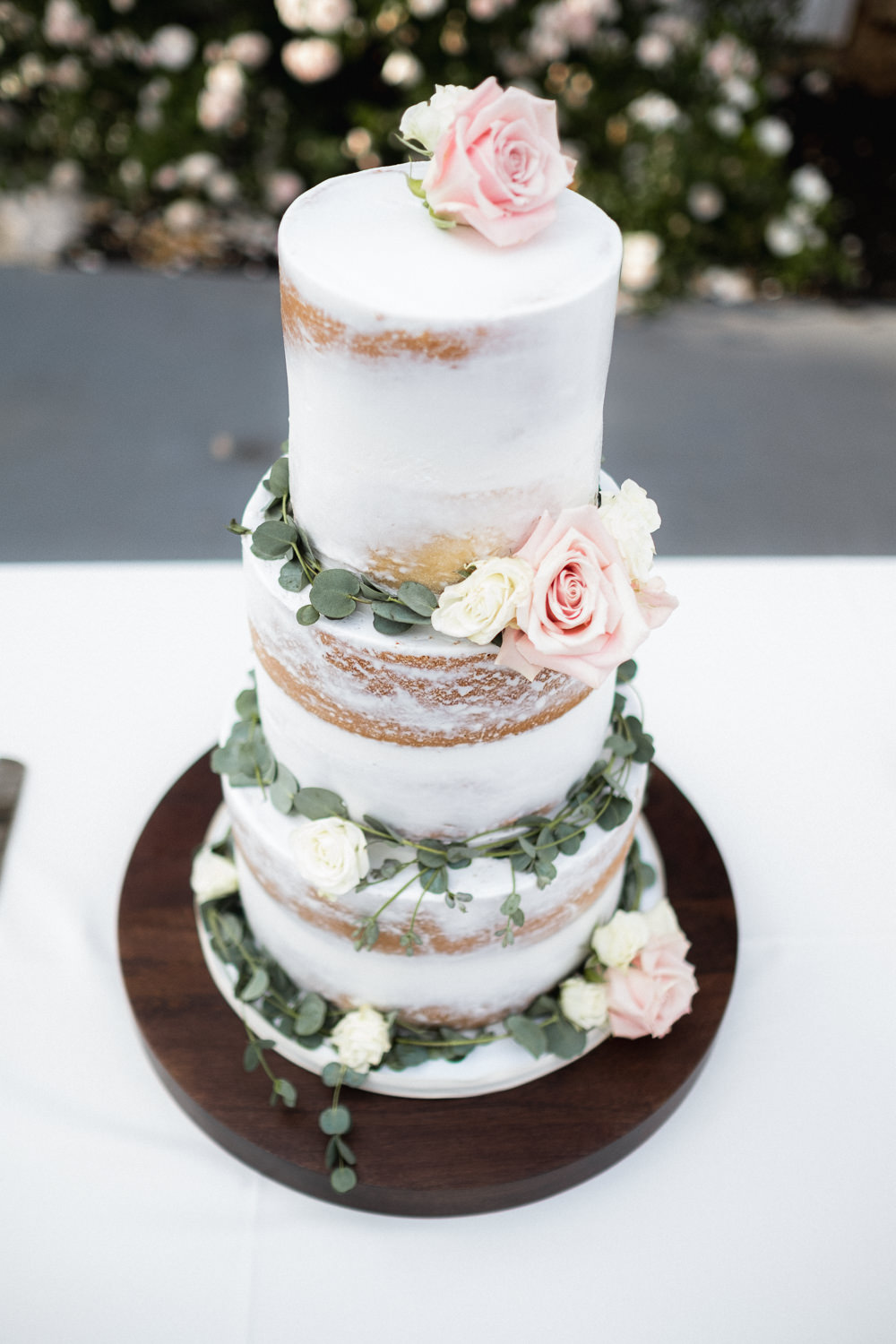 Semi Naked Cake Flowers Greenery Foliage Missouri Wedding Nick Mehn Photography