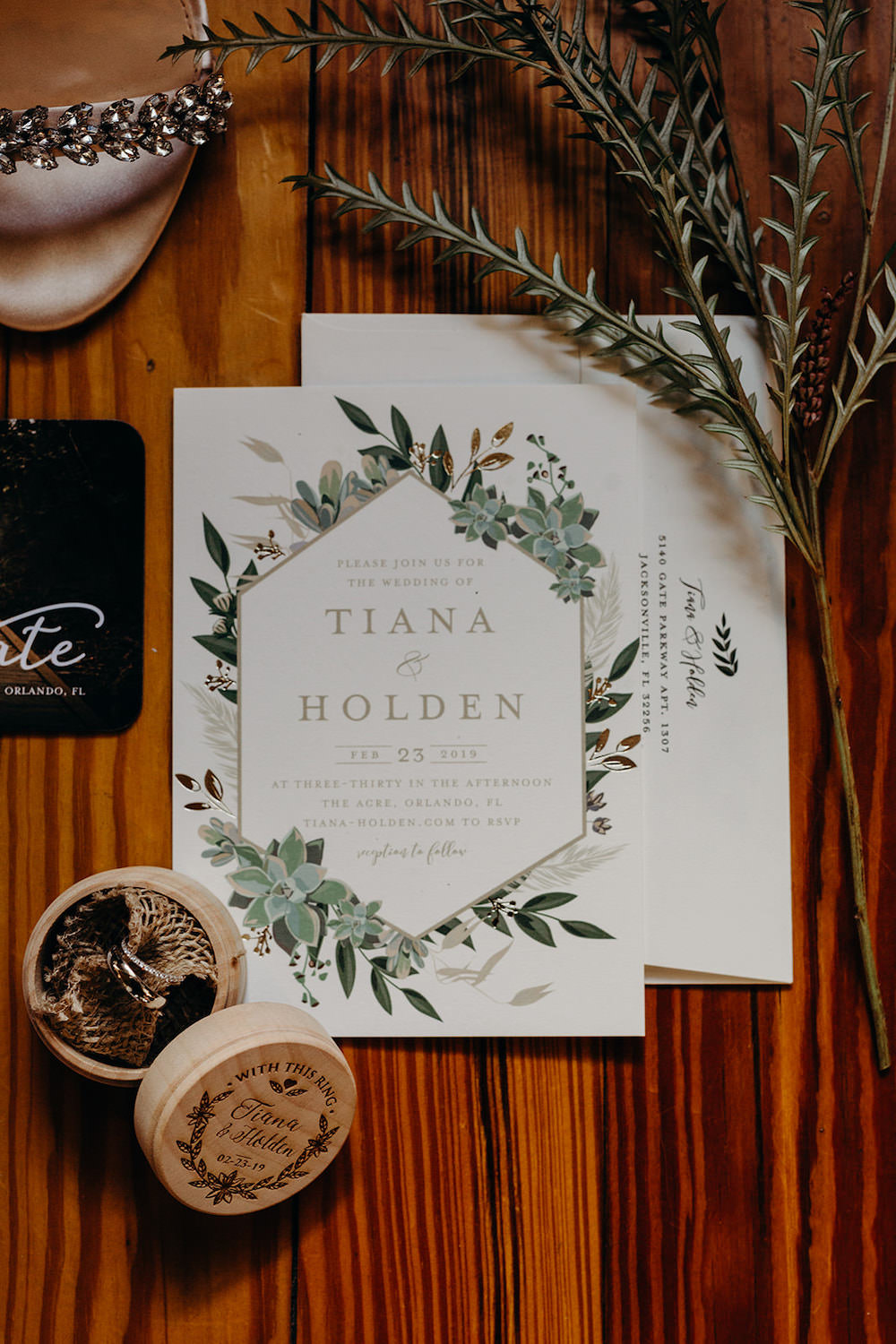 Stationery Invite Invitation Greenery Foliage Orlando Wedding Dani Nichol Photography
