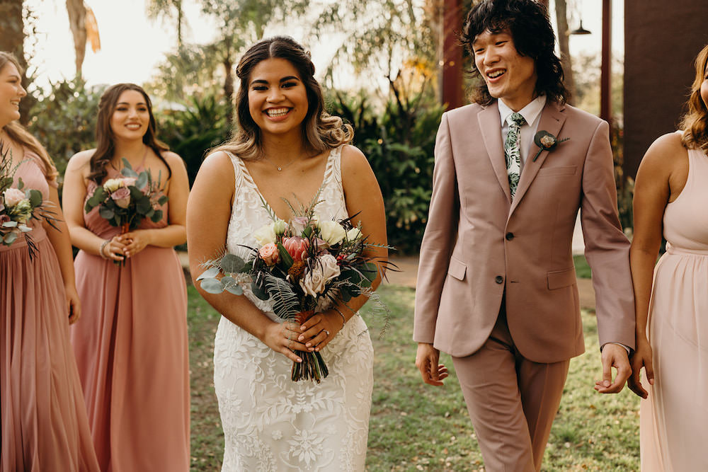 Bridesmaids Bridesmaid Dress Dresses Long Dusty Rose Pink Suit Orlando Wedding Dani Nichol Photography