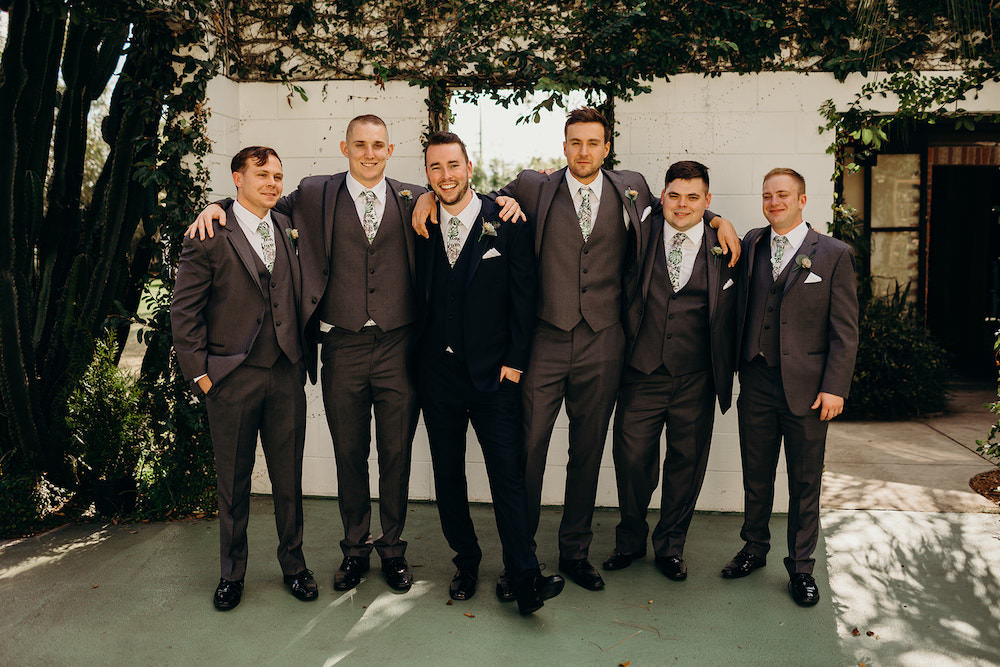 Groom Suit Navy Floral Greenery Foliage Botanical Tie Groomsmen Orlando Wedding Dani Nichol Photography