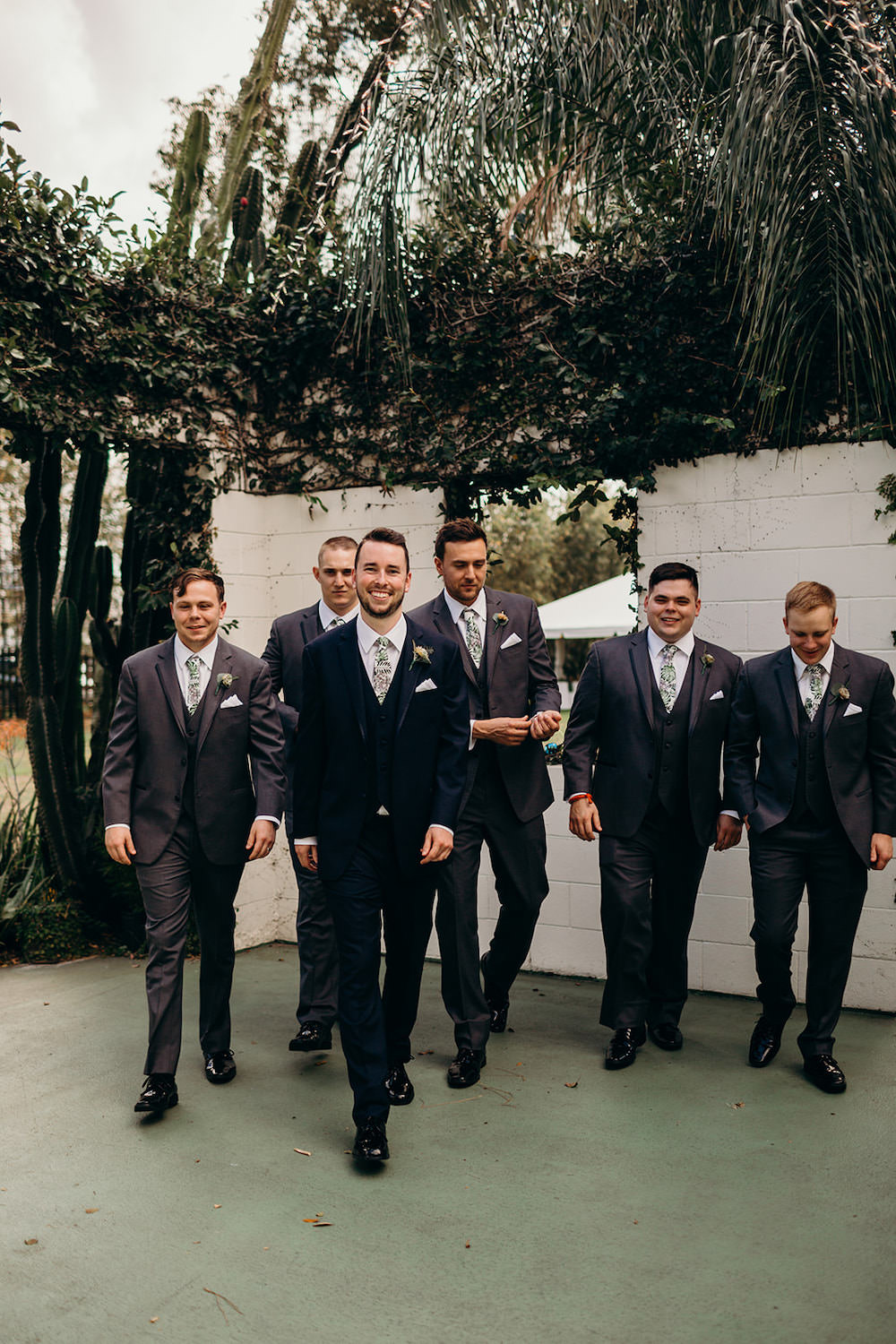Groom Suit Navy Floral Greenery Foliage Botanical Tie Groomsmen Orlando Wedding Dani Nichol Photography