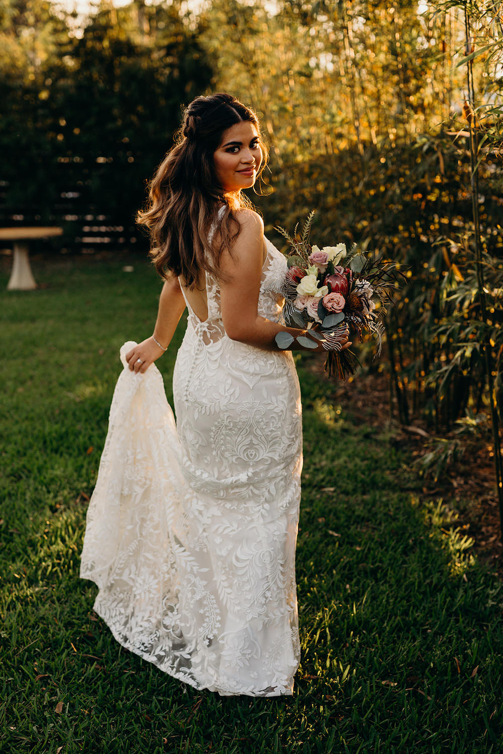 Bride Bridal Dress Gown Fit Flare Lace Willowby Watters Orlando Wedding Dani Nichol Photography