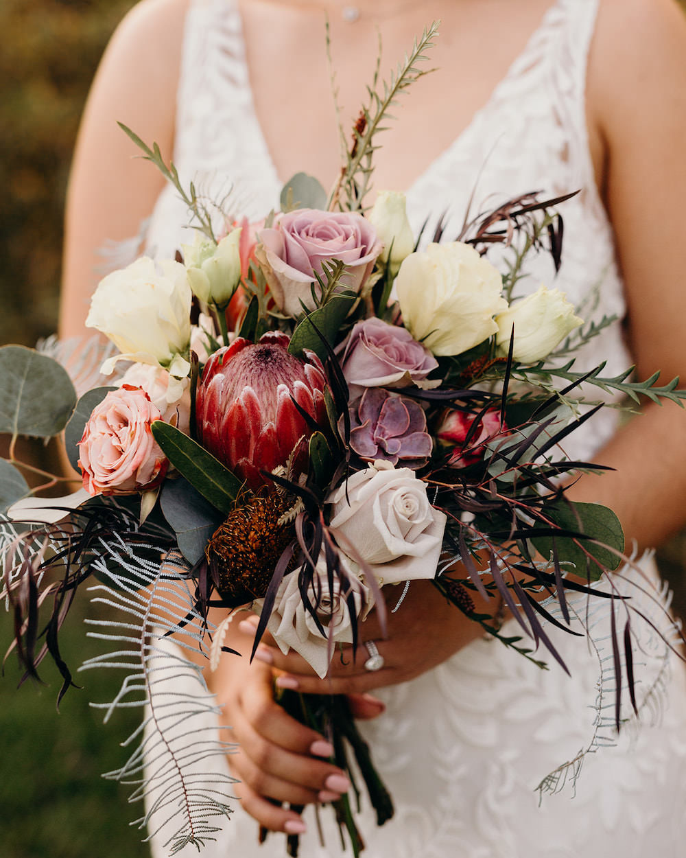 Bouquet Flowers Bride Bridal Protea Rose Orlando Wedding Dani Nichol Photography