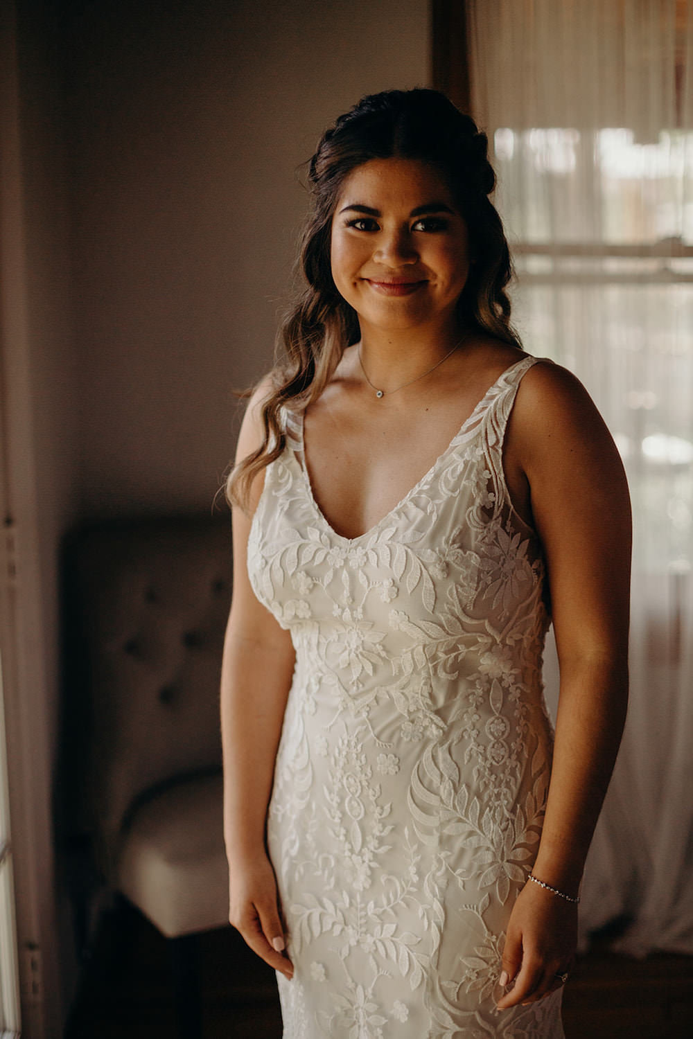 Bride Bridal Dress Gown Fit Flare Lace Willowby Watters Orlando Wedding Dani Nichol Photography