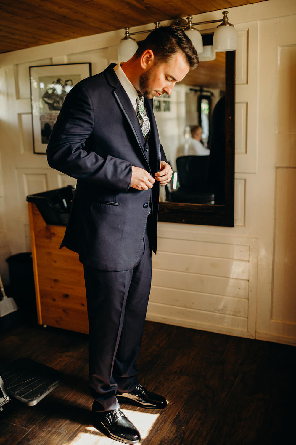 Groom Suit Navy Floral Greenery Foliage Botanical Tie Orlando Wedding Dani Nichol Photography