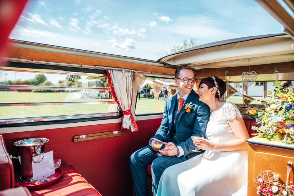 VW Campervan Transport Yellow Outdoor DIY Wedding Three Flowers Photography