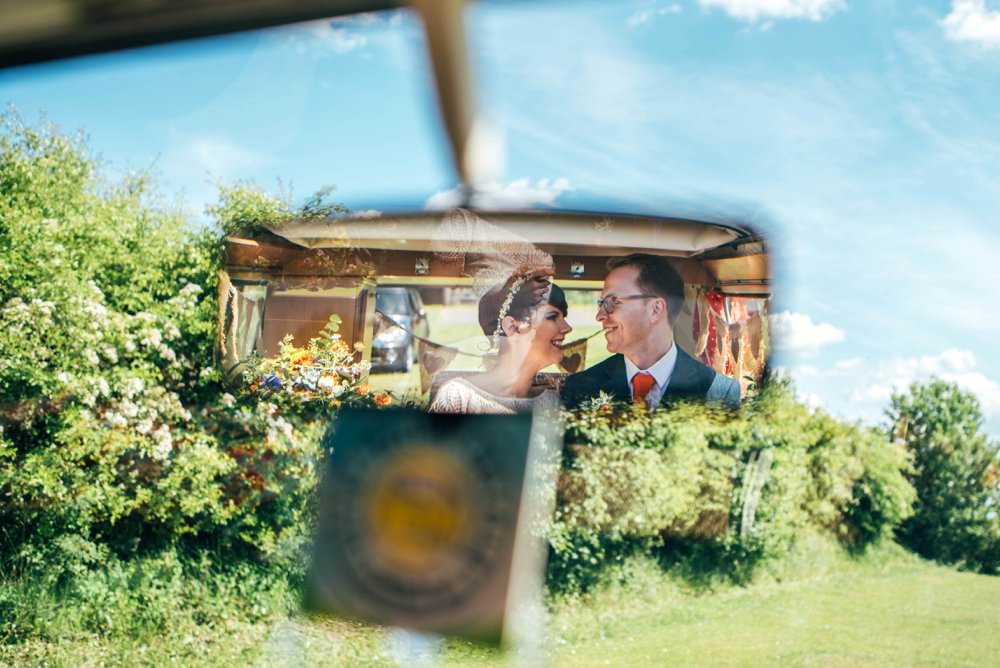 VW Campervan Transport Yellow Outdoor DIY Wedding Three Flowers Photography