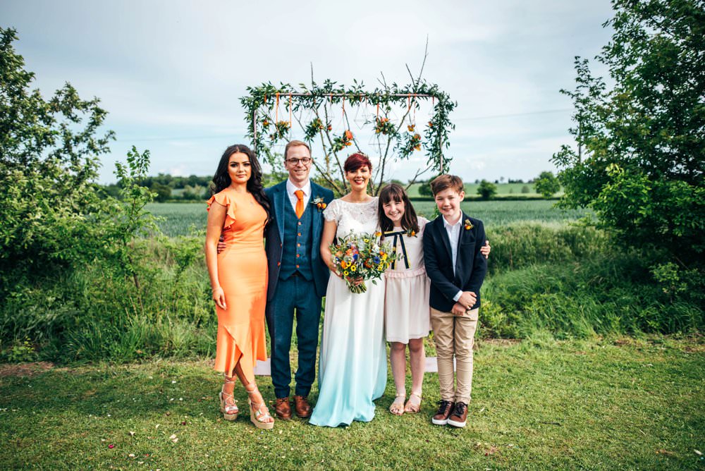 Bridesmaid Coral Orange Dress Dresses Outdoor DIY Wedding Three Flowers Photography