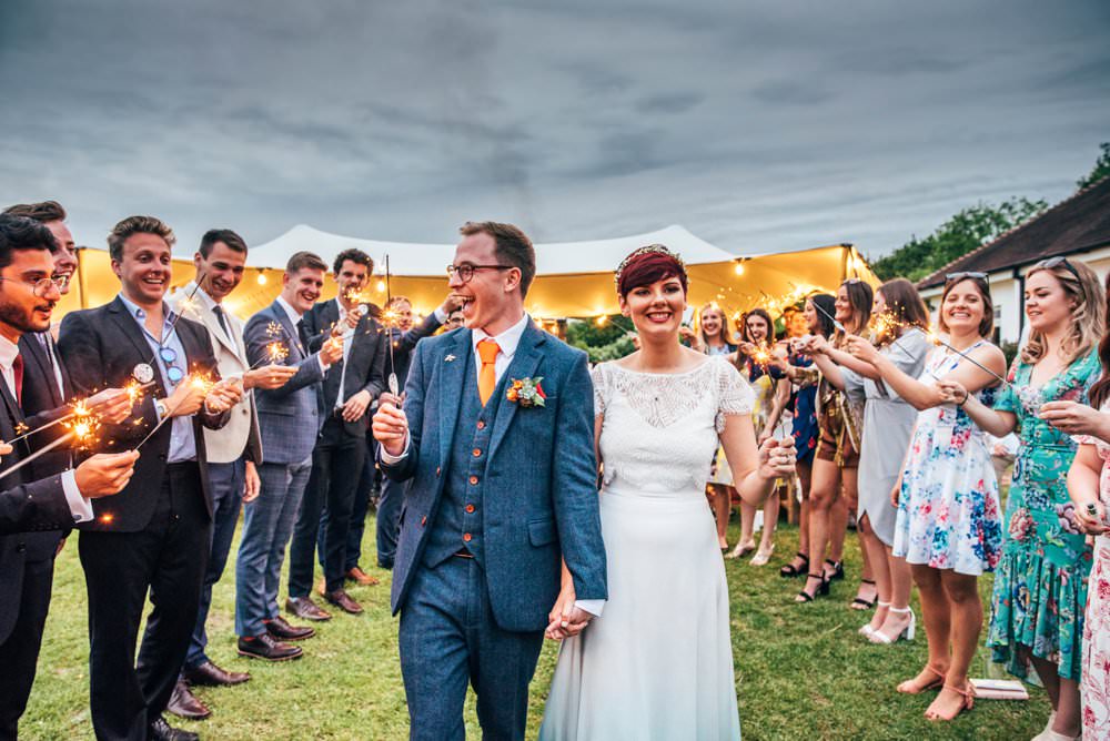 Sparklers Send Off Exit Outdoor DIY Wedding Three Flowers Photography