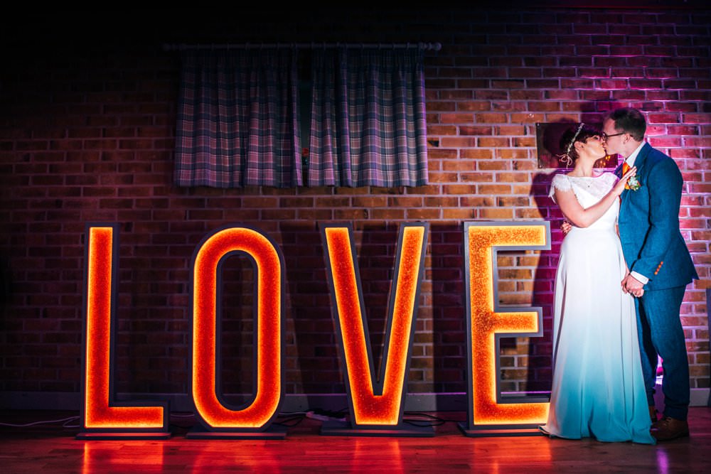 LOVE Letter Lights Outdoor DIY Wedding Three Flowers Photography