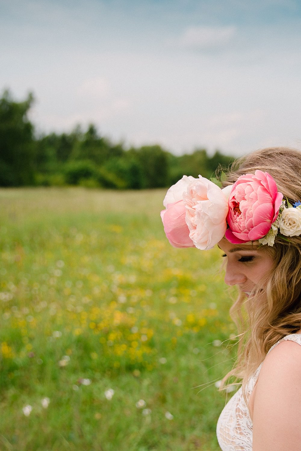 Flower Crown Bride Bridal Pink Peony Peonies Pet Wedding Ideas Vicky Plum Photography