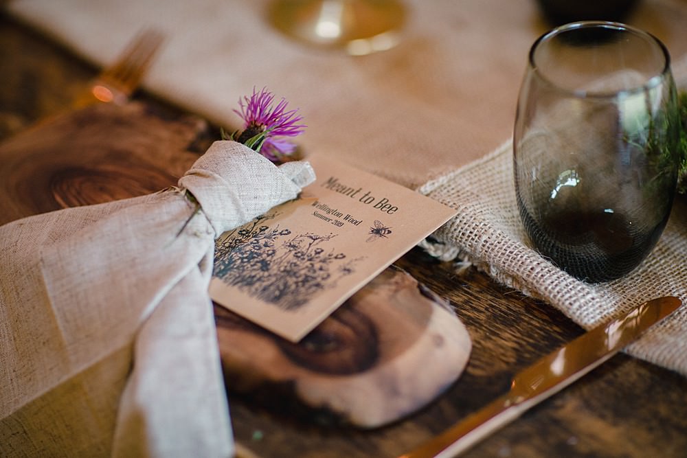 Place Setting Napkin Flowers Wildflower Seed Favours Favors Pet Wedding Ideas Vicky Plum Photography