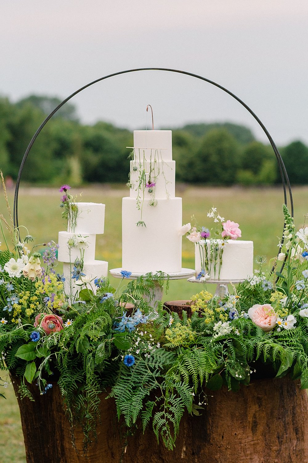 Cake Table Cakes Hoop Greenery Foliage Flowers Table Dessert Wild Natural Pretty Pet Wedding Ideas Vicky Plum Photography