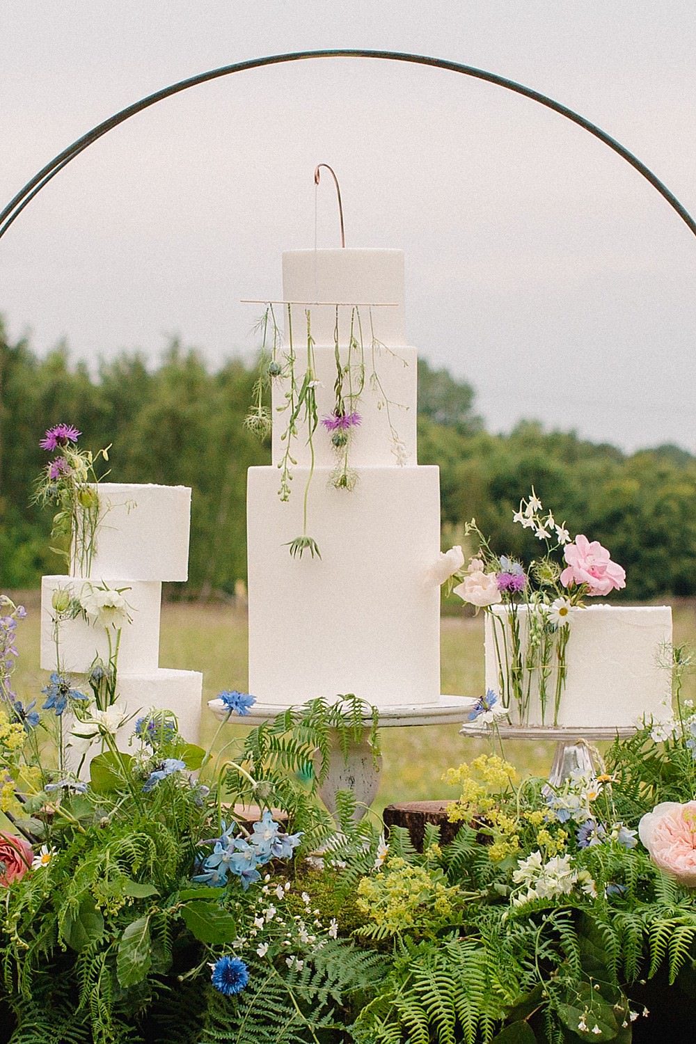Cake Table Cakes Hoop Greenery Foliage Flowers Table Dessert Wild Natural Pretty Pet Wedding Ideas Vicky Plum Photography