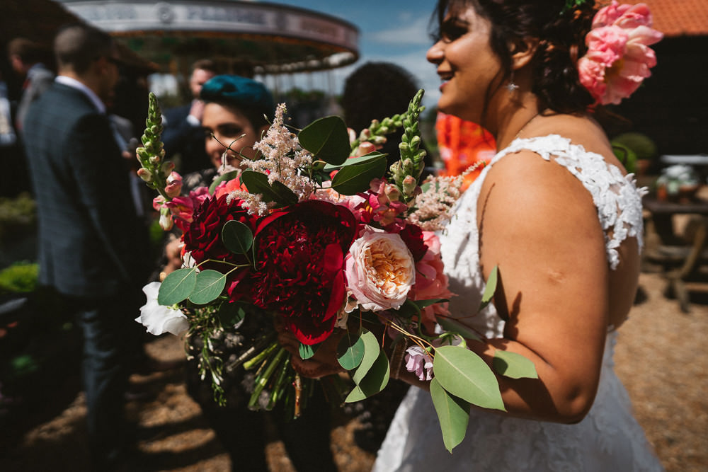 Bride Bridal Burgundy Pink Blousy Bouquet Preston Court Wedding The Last Of The Light