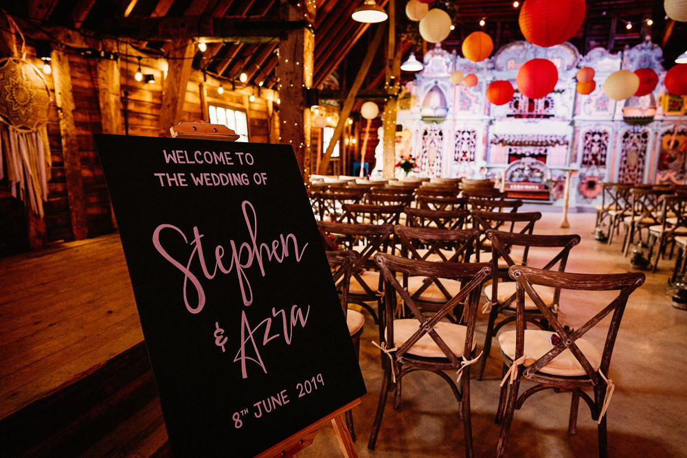 Chalk Board Welcome Sign Ceremony Paper Lanterns Preston Court Wedding The Last Of The Light