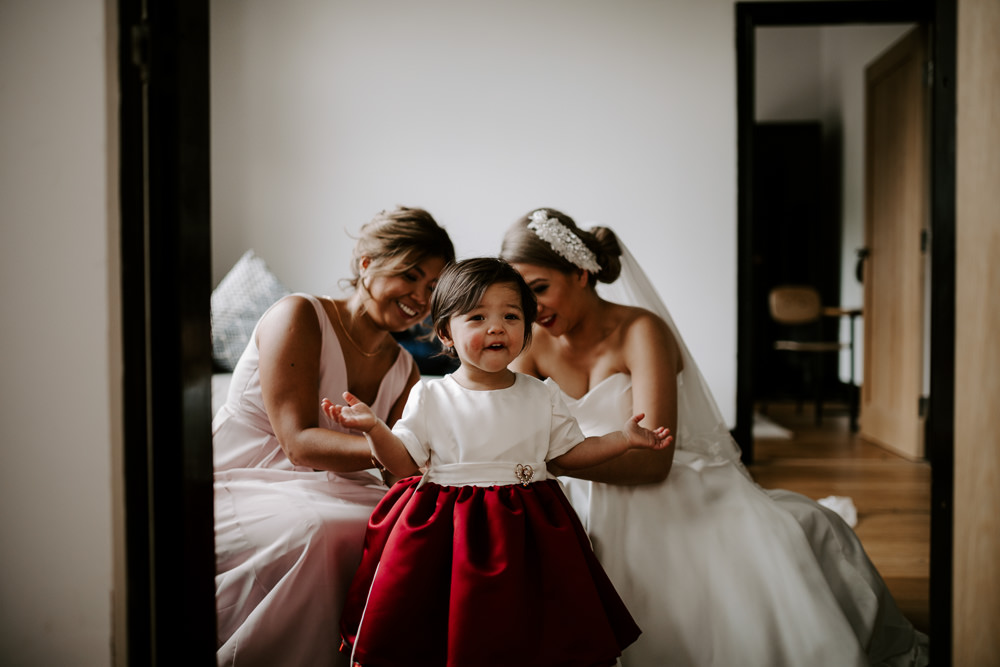 Flower Girl Crimson Red Dress Skirt Pumping House Wedding Jo Greenfield Photographer
