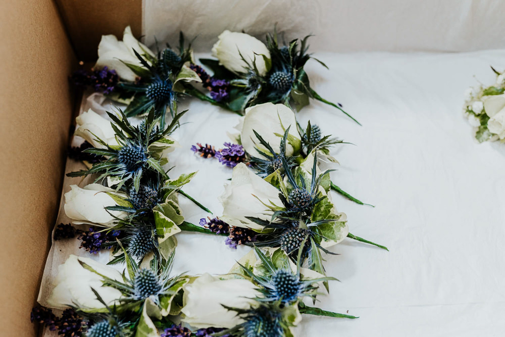 Thistle Lavender Rose Buttonholes Village Tipi Wedding Ryan Goold Photography