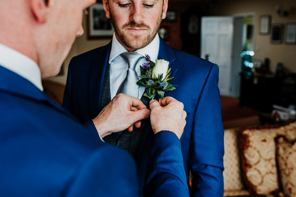 Thistle Lavender Rose Buttonholes Village Tipi Wedding Ryan Goold Photography