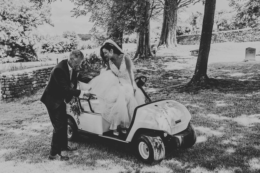 Golf Buggy Transport Village Tipi Wedding Ryan Goold Photography