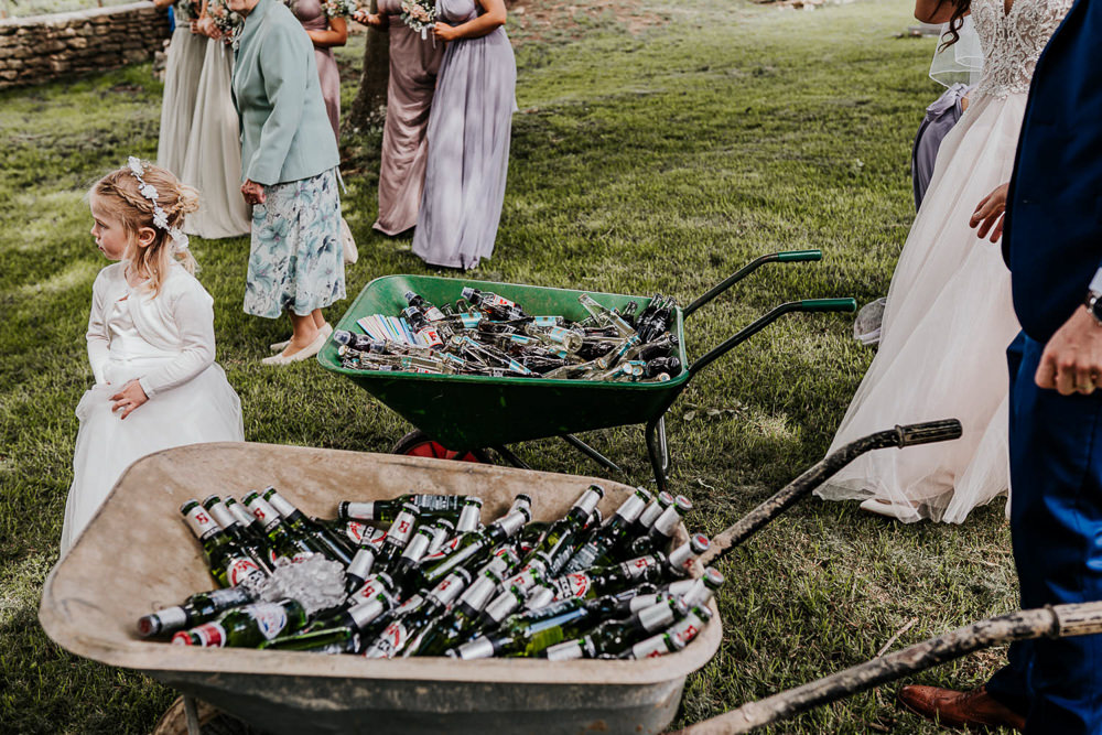 Wheelbarrow Booze Drinks Village Tipi Wedding Ryan Goold Photography
